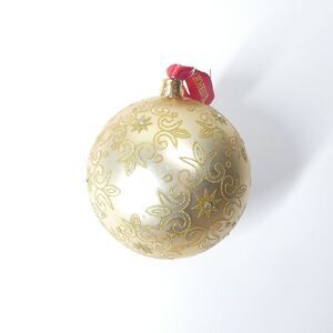 Waterford Glass Ball Ornament Gold Fleur de Lis Holiday Heirlooms 4"